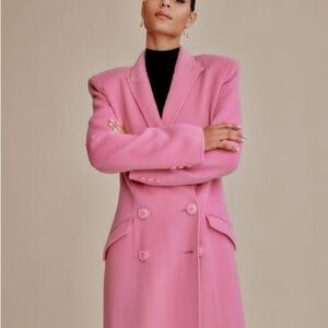 Hanifa Fay Double Breasted Coat in Pink NWT